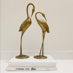 Pair of Vintage Brass Cranes